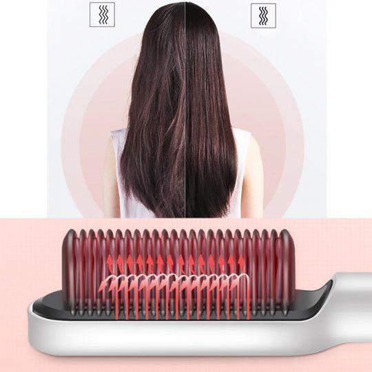 5-Level Heat Hair Straightening & Curling Brush - Blush & Bloom