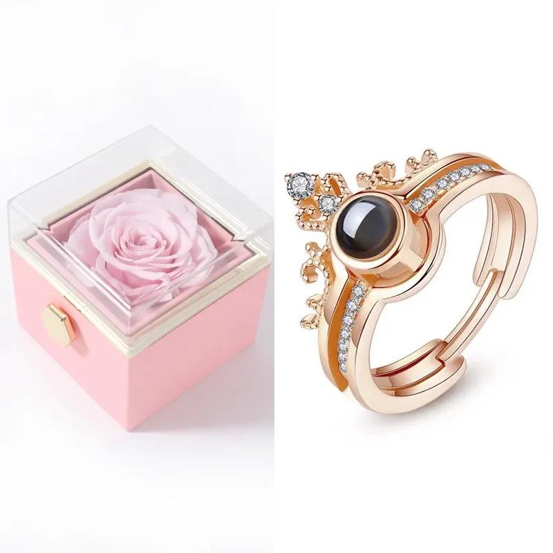 Rotating Eternal Rose Jewelry Box - Ideal for Rings, Earrings, and Necklaces - Blush & Bloom