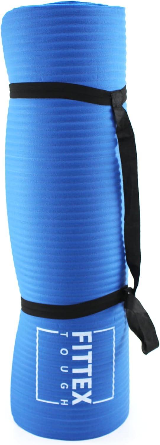 Yoga Mat With Carry Strap, 188 x 61 x 1cm, Made of Durable Non-slip 10mm Thick Material, Blue - Blush & Bloom