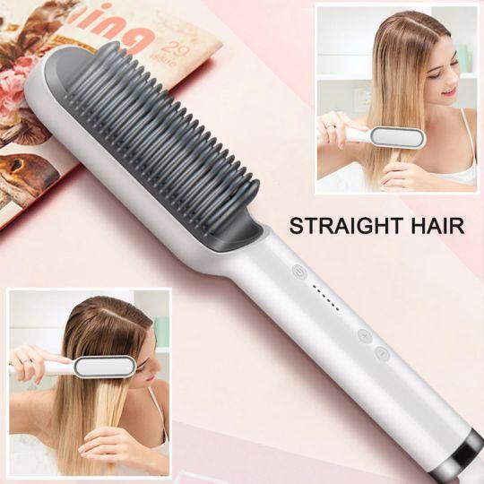 5-Level Heat Hair Straightening & Curling Brush - Blush & Bloom