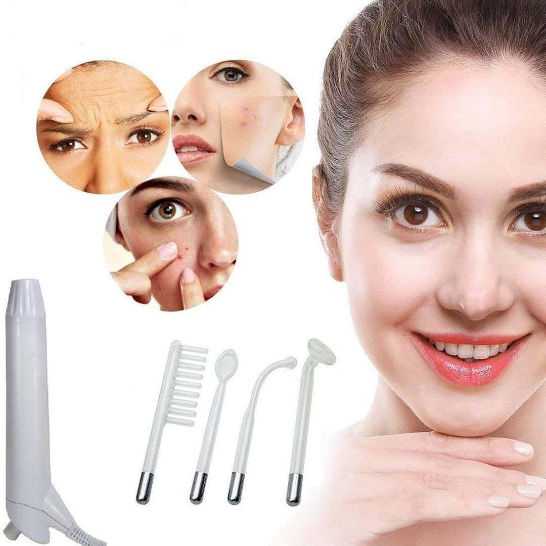 Portable 4-in-1 High-Frequency Facial Wand for Acne, Wrinkles & Skin Tightening - Blush & Bloom